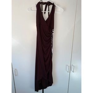 Brown High-Low Halter Dress
